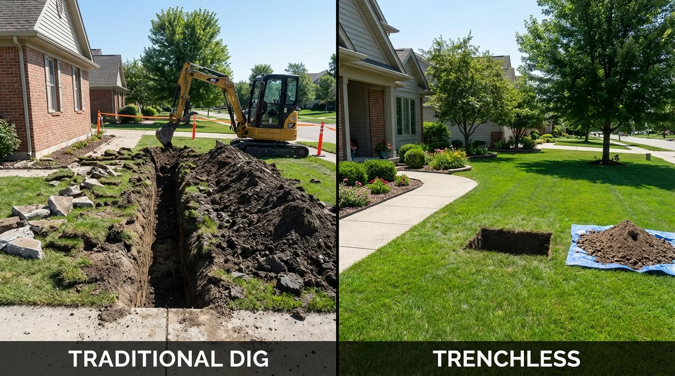Trenchless sewer repair with minimal yard damage versus traditional excavation in Camp Hill, PA